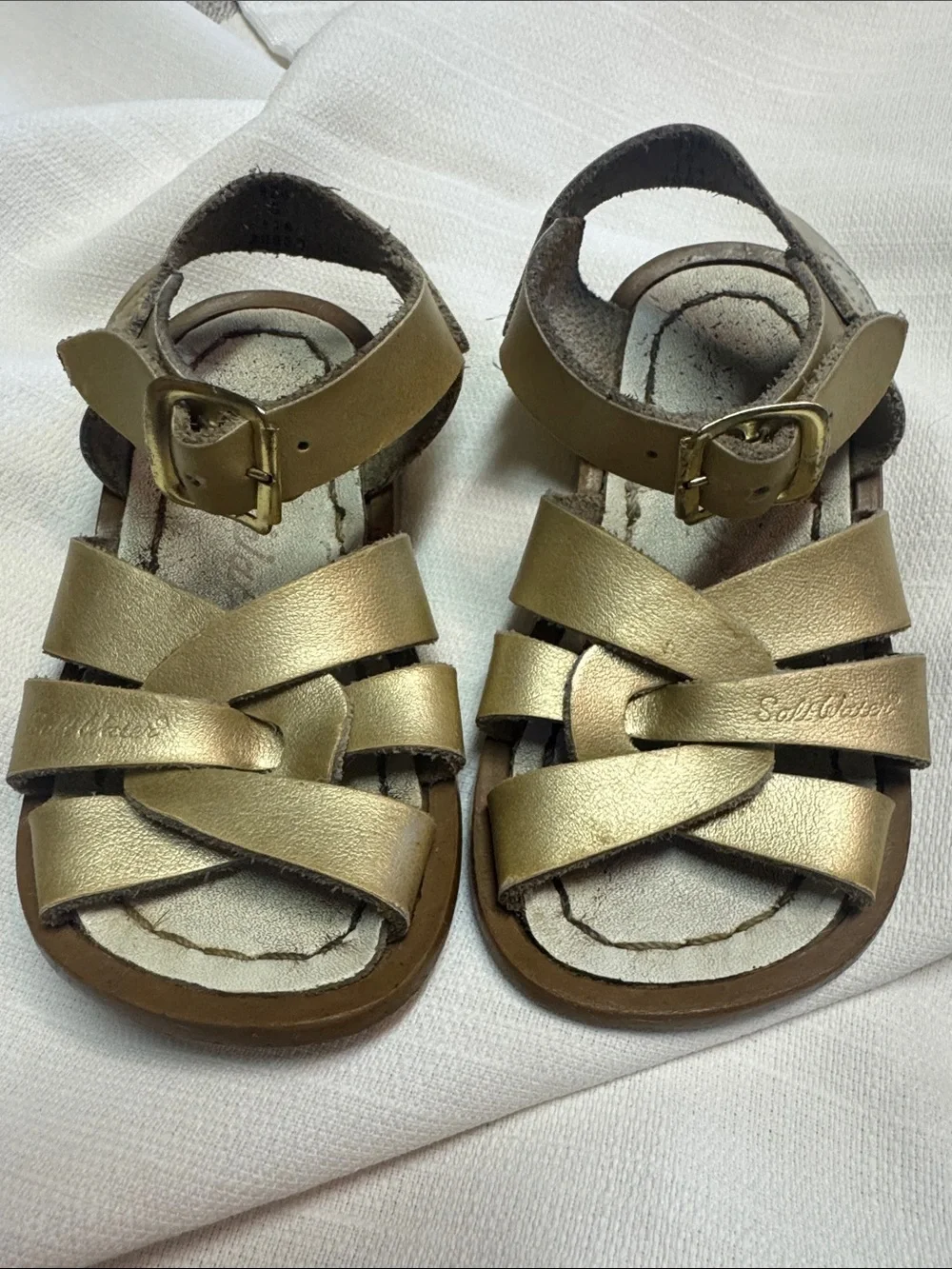 Salt Water Sandals by Hoy Metallic Gold Kids Fisherman Sandals